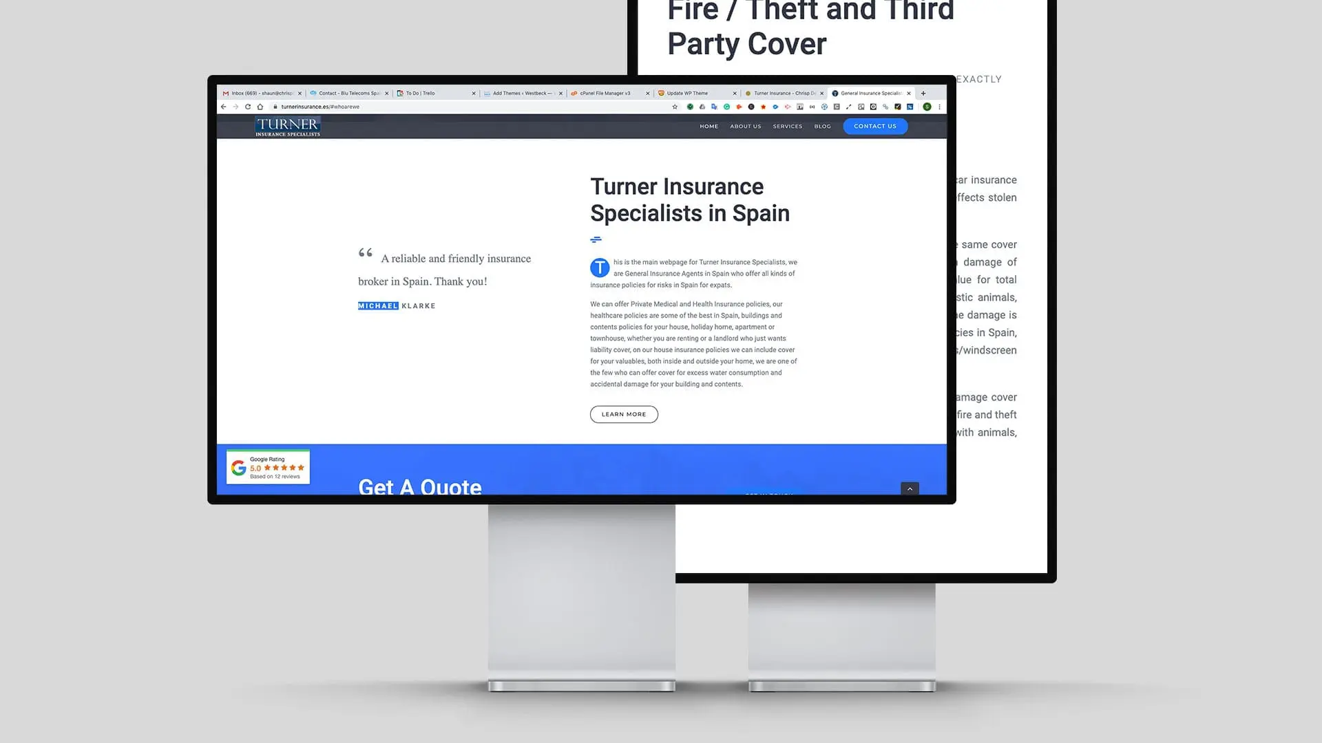 insurance mockup of website design